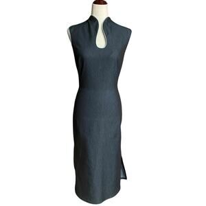 Geek Boutique Y2K Twee Artsy Sleeveless Retro Denim Stretch Dress Womens S Blue